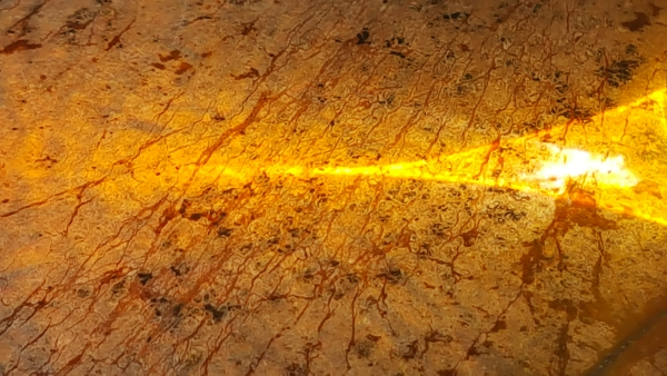 gold mineral with a bit of light shining on it